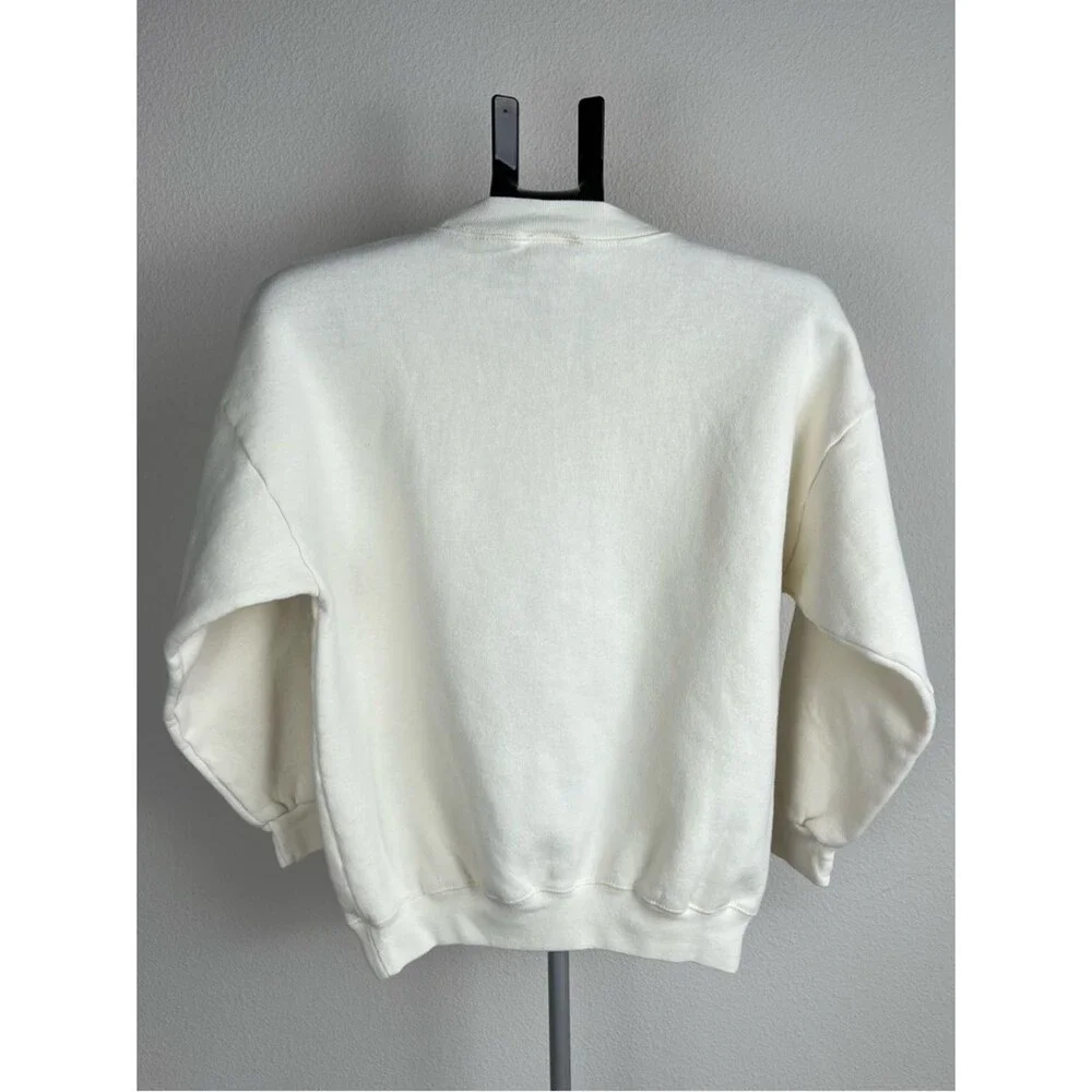 Vtg Acorn Leisure Sweatshirt Made in England Embroidered Cottagecore Cream S/M
